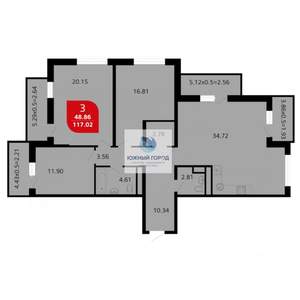 3-к квартира, вторичка, 117м2, 8/16 этаж