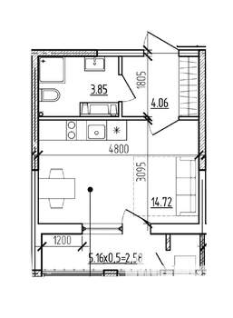 Студия квартира, вторичка, 25м2, 4/9 этаж