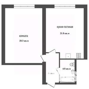 1-к квартира, вторичка, 61м2, 4/6 этаж