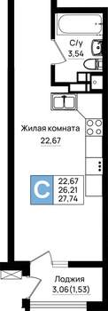 Студия квартира, вторичка, 28м2, 6/9 этаж