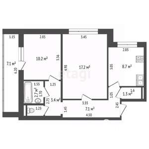 2-к квартира, вторичка, 52м2, 1/9 этаж