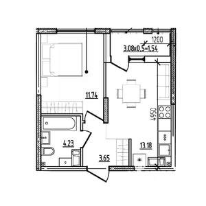 1-к квартира, вторичка, 34м2, 5/9 этаж