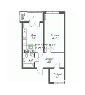 2-к квартира, вторичка, 53м2, 2/5 этаж