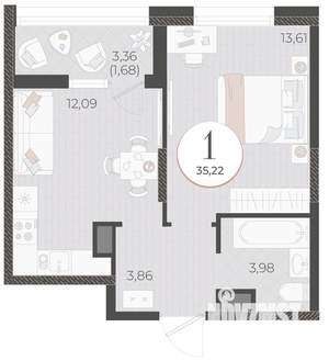 1-к квартира, вторичка, 35м2, 4/9 этаж