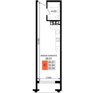 Студия квартира, вторичка, 30м2, 2/8 этаж