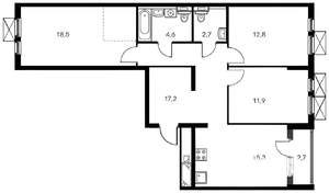 3-к квартира, вторичка, 85м2, 5/17 этаж