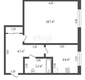 1-к квартира, вторичка, 32м2, 3/5 этаж