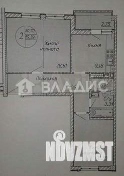 2-к квартира, вторичка, 59м2, 1/6 этаж
