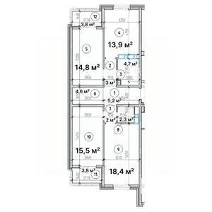 3-к квартира, вторичка, 92м2, 4/16 этаж