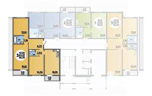 3-к квартира, строящийся дом, 86м2, 1/16 этаж